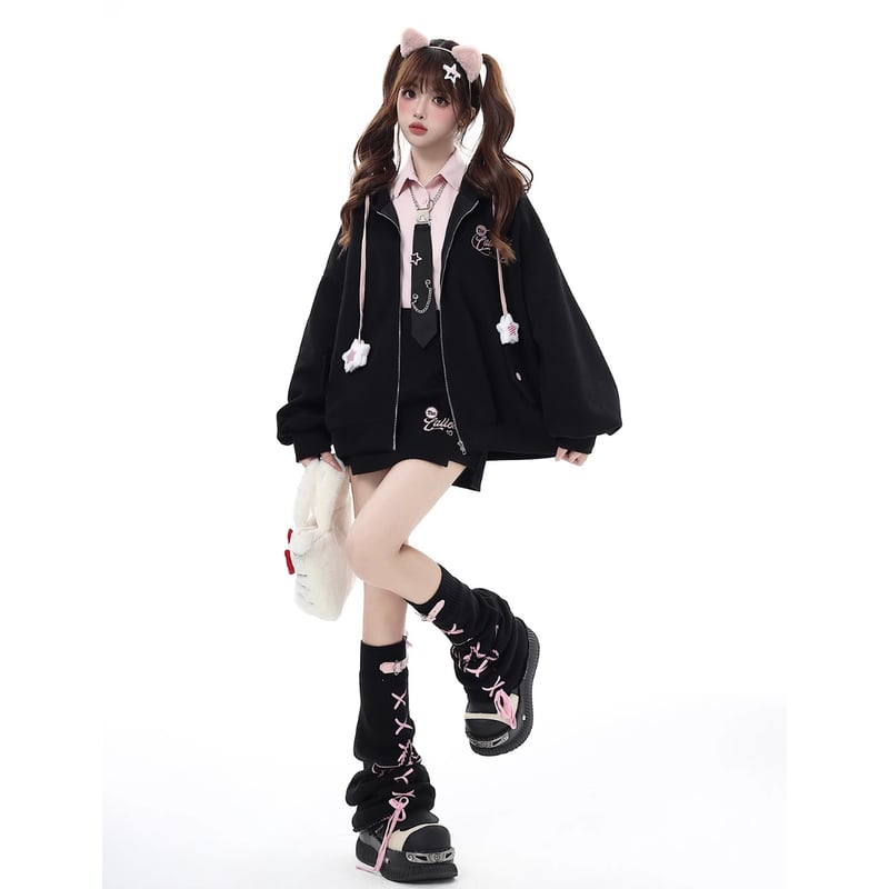 星の皮ボタンサブカルベルトふくらはぎ靴下カバー P019 | 可愛い服量産