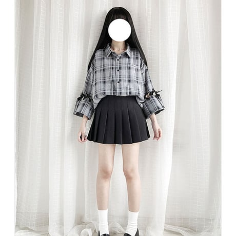 カットリボンスリーブ クロスロゴチェックシャツ  983