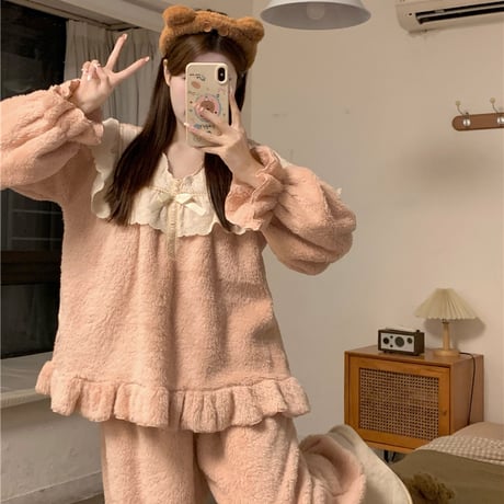 可愛いモコモコパジャマ2点セット sl007