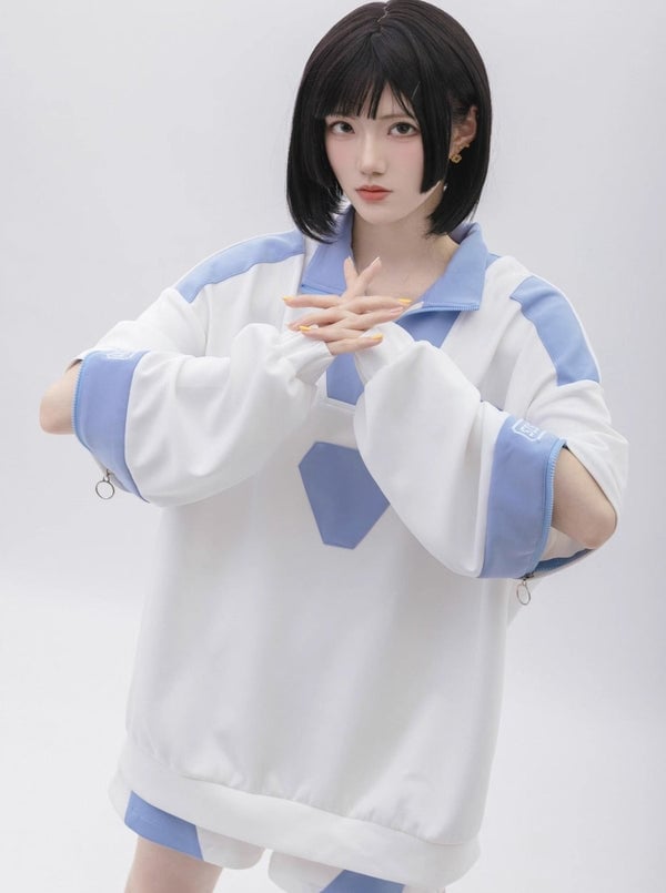 【天使界隈】値段交渉◯青と白のジッパー付きゲームデザインパーカー fit=scale-down,w=1200