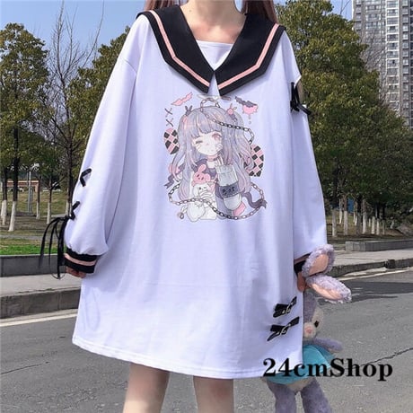 24cmShop 海軍領かわいいロングTシャツ 1149