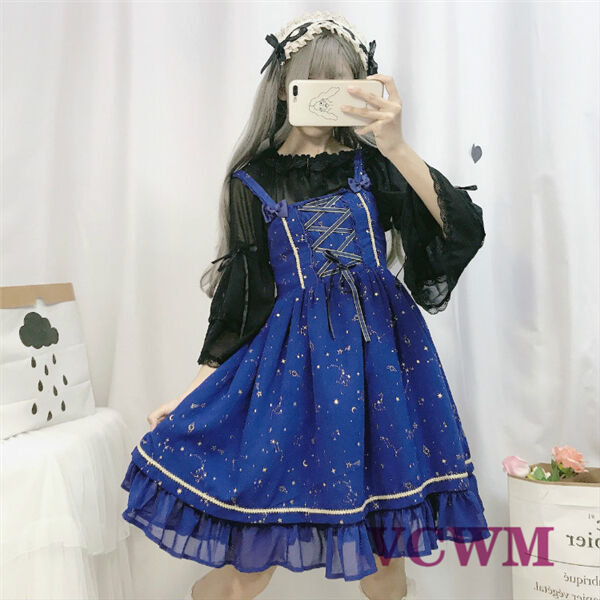 新品✨夏新作❤️オフショルワンピース✨レトロエレガントなデザイン 夜空デザイン オフショルワンピース 1017 | 可愛い服量産型服