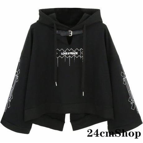 24cmShop ネックストラップバックスリットロックパーカー 1101