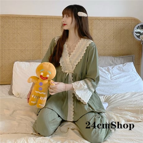 24cmshop Sleepwear レースシャツ+パンツセット 1168