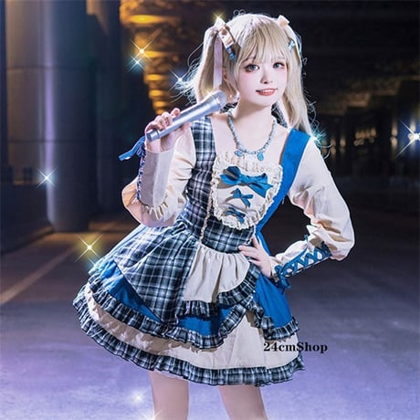 アシンメトリーチェック柄アイドルワンピース opf111