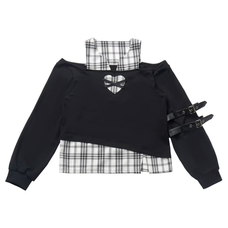 ブラックアンドホワイトチェックスリミングセット2点セット sus156