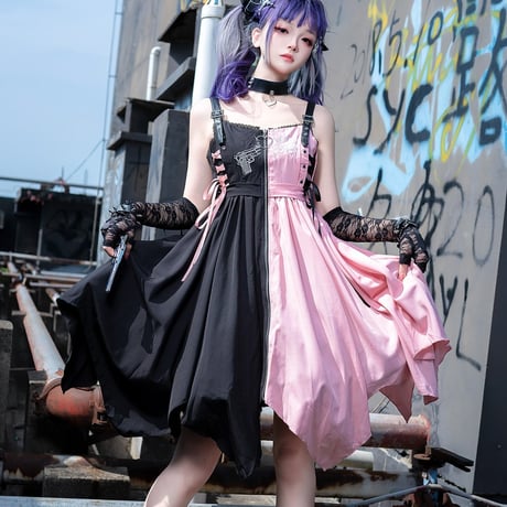 24cmShop 地雷系Black/Pink大人気ワンピース ops009