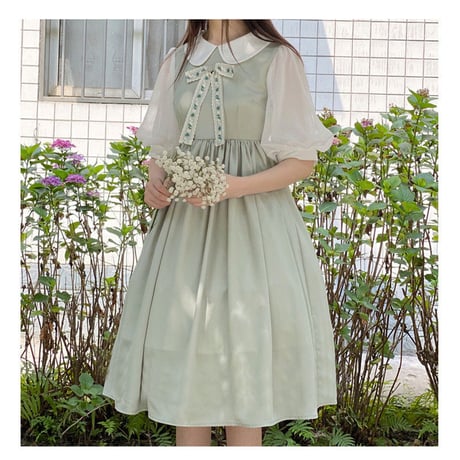 可愛い春服刺繍ワンピース 809