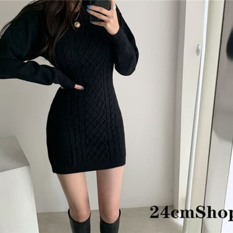 24cmShopシンプルニットワンピース  1070