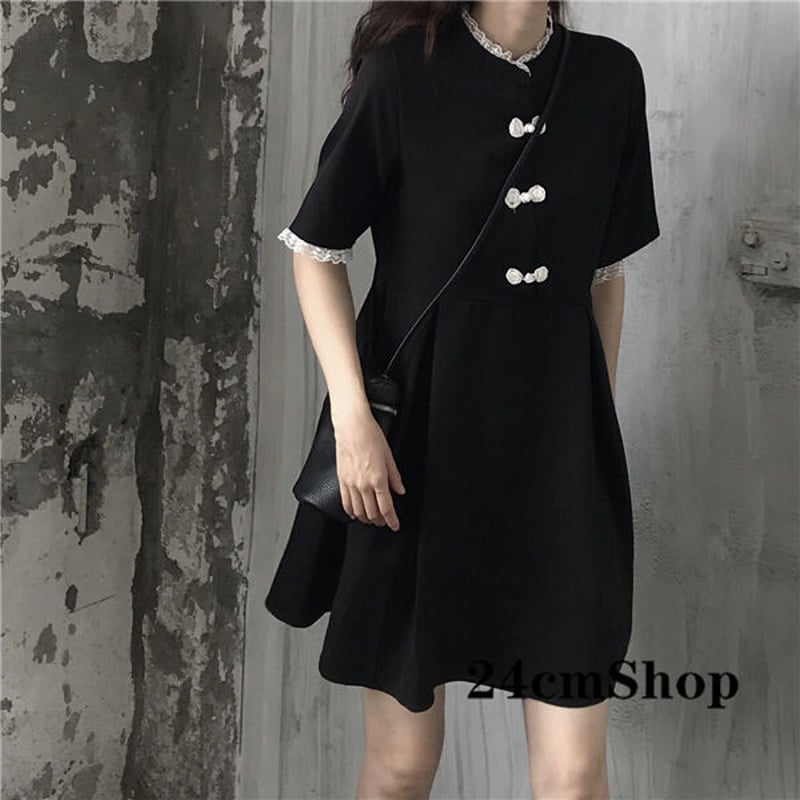 24cmShop レトロチャイナボタンワンピース 442 | 可愛い服量産型服通販
