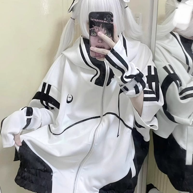 モノクロ二次元スポーツスーツかわいいサブカル地雷系量産型 5点セット 
