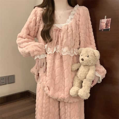 可愛いモコモコパジャマ2点セット sl009