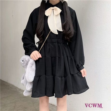 24cmShop リボン長袖可愛いワンピース   951