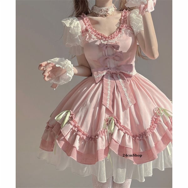 ロリータ フリルワンピース 桜色フリルロリータワンピース opf110 | 可愛い服量産型服通販