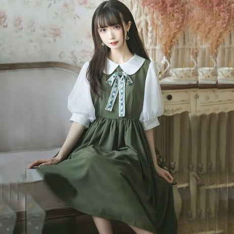 可愛い春服刺繍ワンピース 809