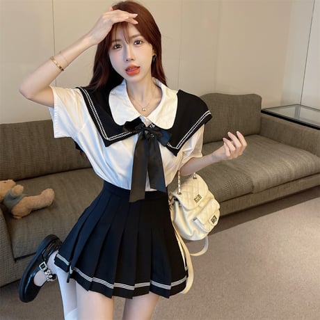 24cmShopファッションシャツ+スカート  2つのセットsus52