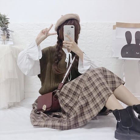 可愛い服ベストシャツスカート3点セット 148