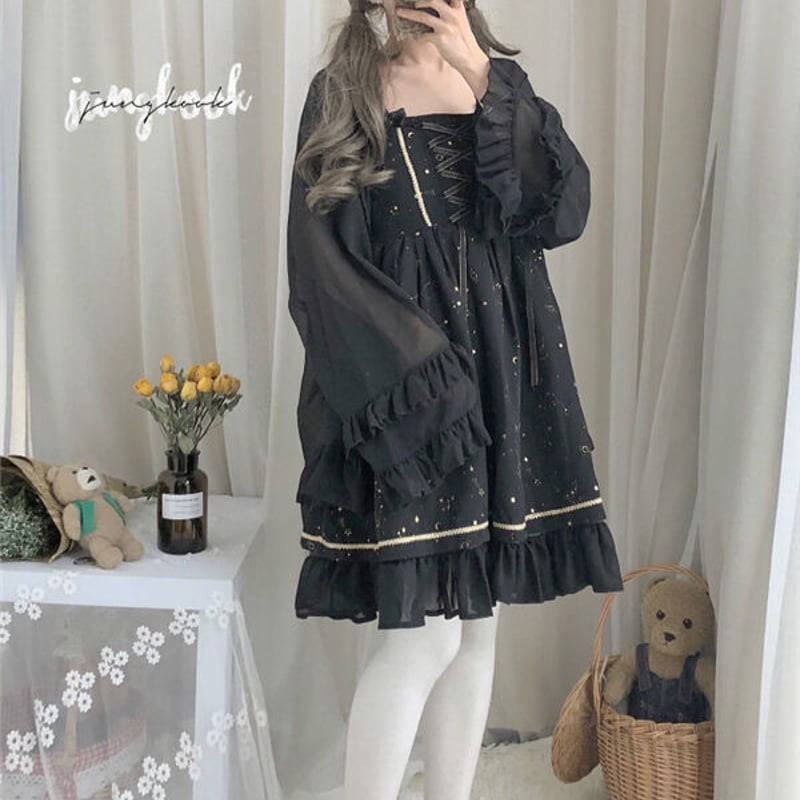 夜空デザイン オフショルワンピース 1017 | 可愛い服量産型服