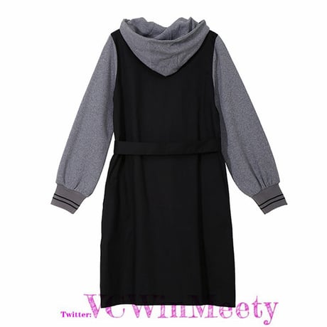 OnePiece モード系バイカラーパーカーワンピース 354
