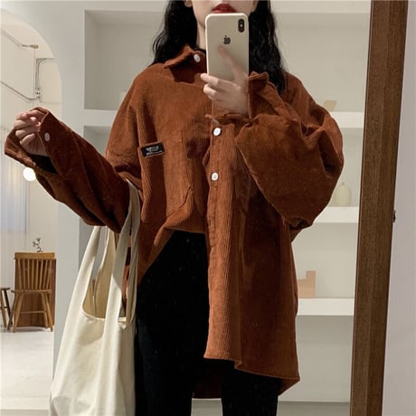 Top  ファッションコーデュロイ長袖シャツ  672