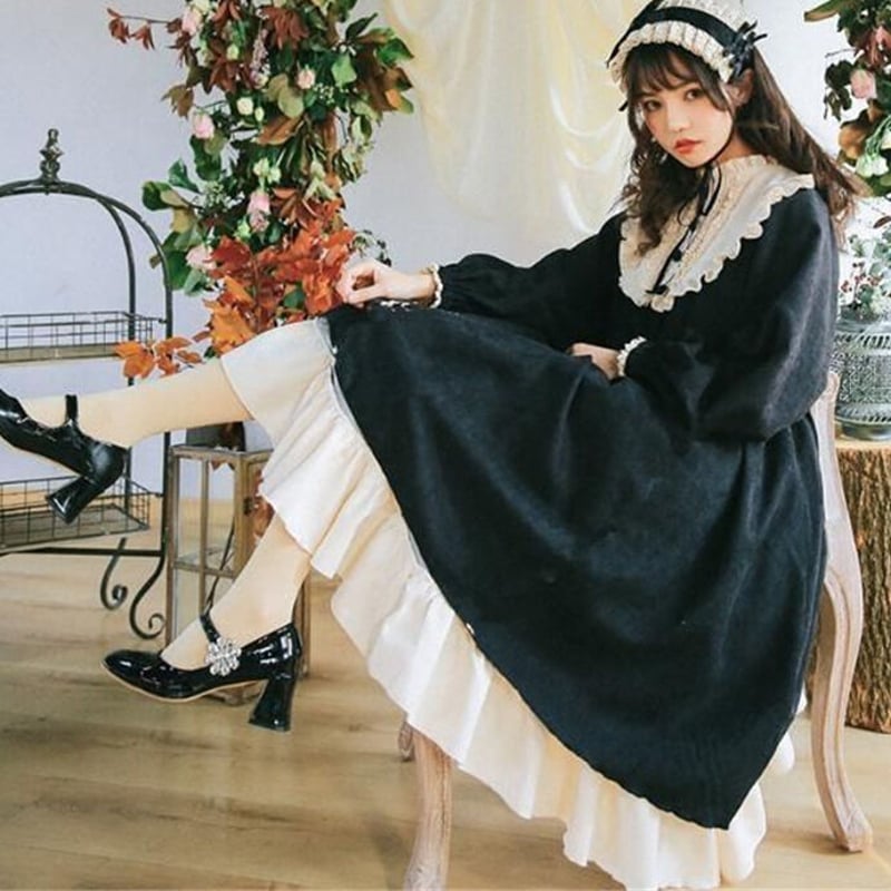 OnePiece ロリータファッション黒のワンピース 635 | 可愛い服量産型服 