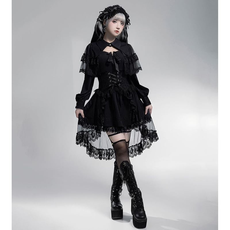 地雷系ゴシックレース3点セットアップ ops0100 | 可愛い服量産型服