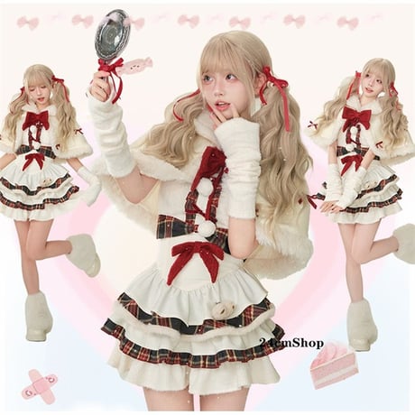 ケープ付きクリスマスカラーワンピース opf033