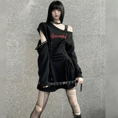 24cmshopダーク系ロック風ワンピースops017