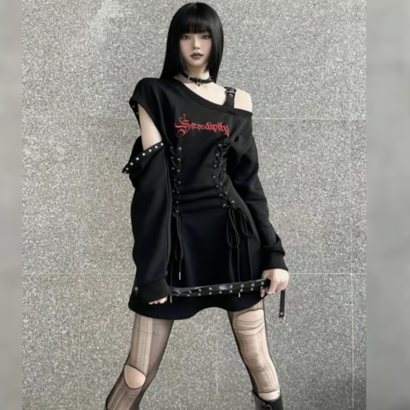 24cmshopダーク系ロック風ワンピースops017 | 可愛い服量産型服 24cmshopダーク系ロック風ワンピースops017 | 可愛い服量産型服
