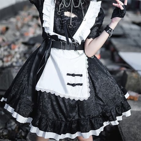 チャイナ風ミニスカ台形エプロンメイド服 opf124