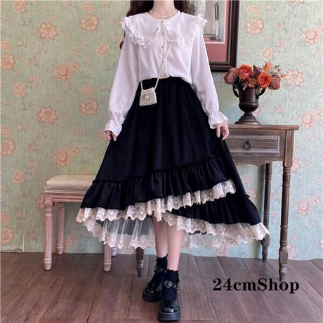 24cmShop 可愛いレース長いスカート 1285
