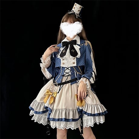 サイドケープ軍服ロリータセットアップ：トップス+JSK opf145