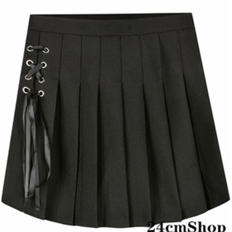 24cmshop  サイドレースアップAラインプリーツスカート  1130