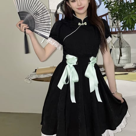 24cmShopウエストレースアップチャイナワンピース 1373