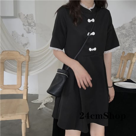 24cmShop レトロチャイナボタンワンピース 442