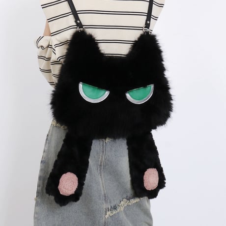 24cmShop 可愛い顔隠し猫リュック レディース 秋冬 ふわふわ ぬいぐるみ風 ショルダーバッグ b067