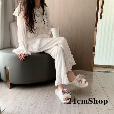 24cmShop プードルファーリボンルームサンダル 1182