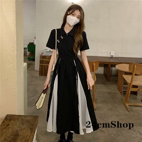 24cmShopブラック系半袖ファッションワンピース 1220
