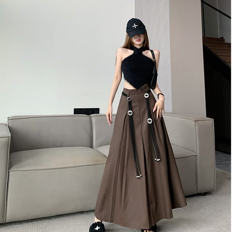 24cmShop アシメプリーツフレアスカート cq001