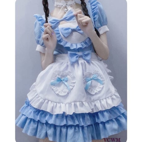 フリル リボン ブルーメイド服 950