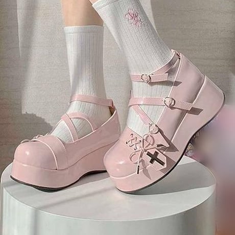 十字クロスストラップロリータシューズ  sh050