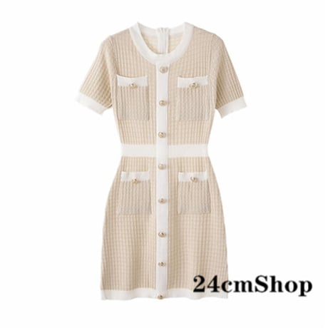 24cmshop クラシック ボタンデザインワンピース  1139