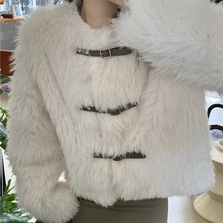 Kawaii Lamb Cashmere  Warm Mink Fur Short Jacket  wt036
