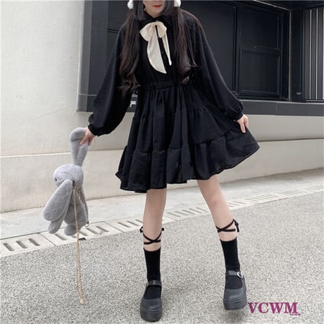 24cmShop リボン長袖可愛いワンピース   951