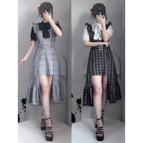 ウィッシュコア　地雷系　平成女児　ワンホン　量産型　ドット　y2k スナ系　韓国 Amazon.co.jp: [XHSUKADO] パンク系 ワンピース