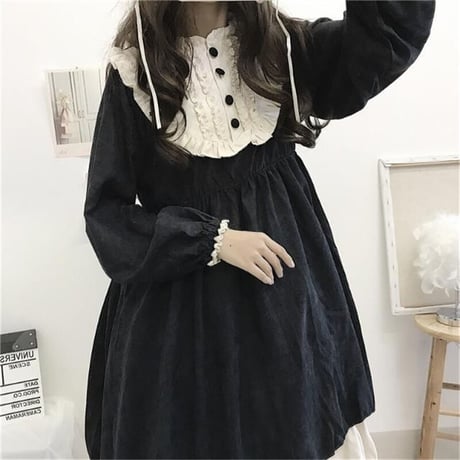 OnePiece ロリータファッション黒のワンピース 635