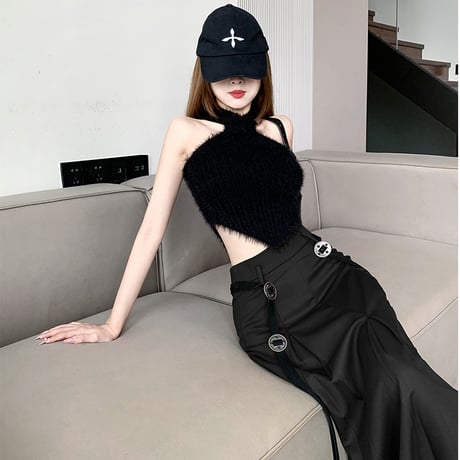 24cmShop アシメプリーツフレアスカート cq001