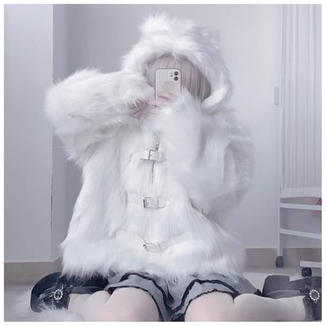 サブカル_ゆめかわ_ふわふわシャギー_キャット_アウター_コート  wt016