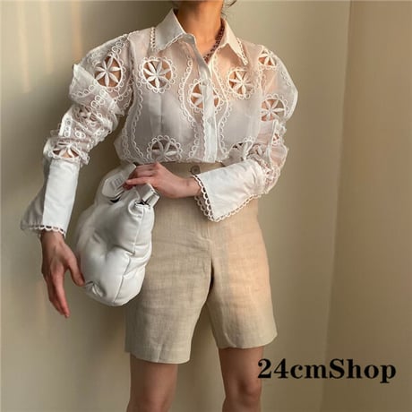 24cmShop 韓国ファッション透かし長袖シャツ 1181