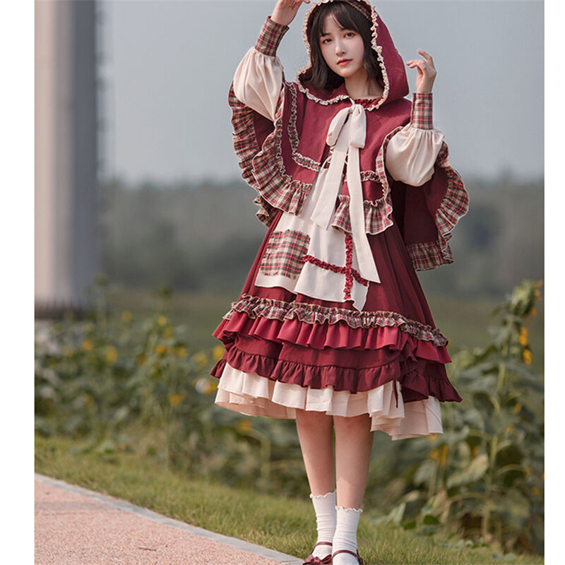 SetUp ロリータ風赤ずきんちゃんワンピース+マント 634 | 可愛い服量産